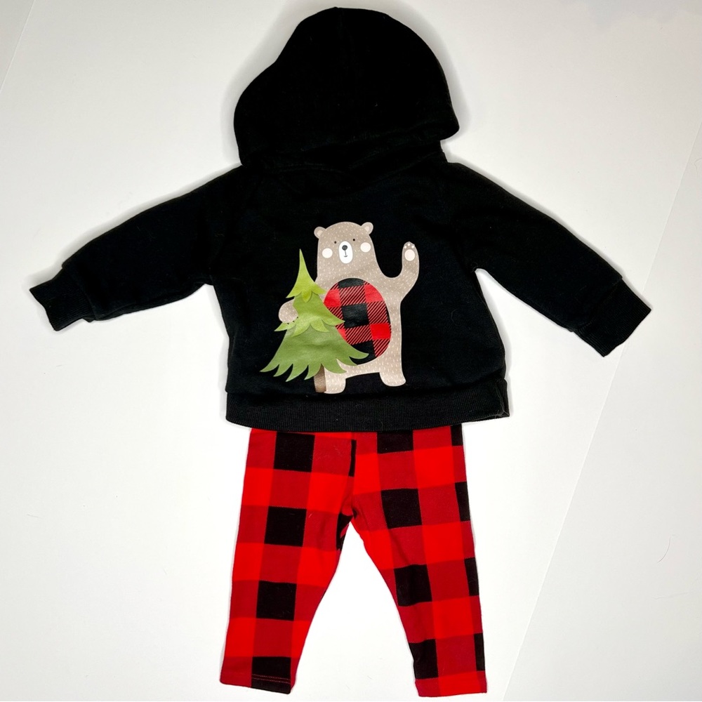 Lumberjack Red and Black Check Plaid Forest Bear Outfit